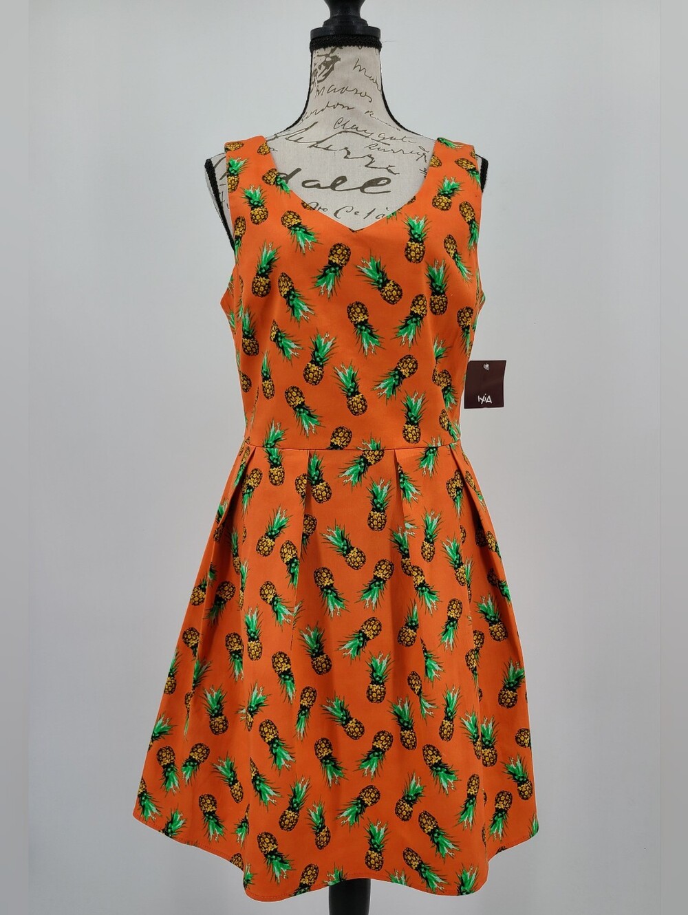 ModCloth Cotton USA Made Tropical Pineapple Fit And Flare Dress Size Large